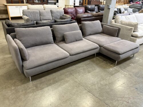 IKEA Soderhamn Modern Grey Basket Weave 2 Piece L-Shaped Sofa with Chrome Legs