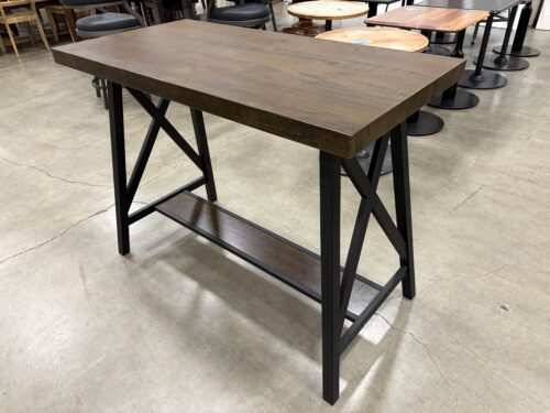 Rustic Finished Farmhouse Counter Height Pub Table with Black Metal Frame