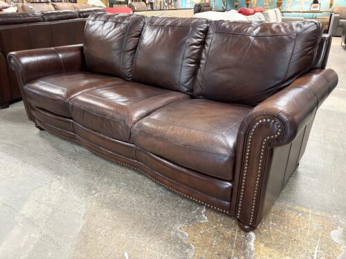 BASSETT Hamilton Tobacco Brown Leather 3 Seat Sofa