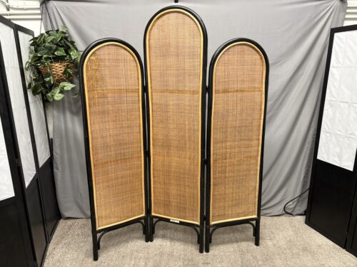 PIER 1 Black Bamboo & Rattan 3 Screen Room Divider