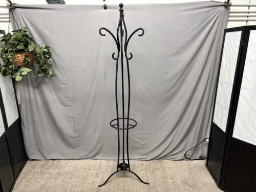 Black Metal Scroll Coat Rack w/ Umbrella Stand
