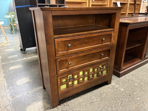 TRADEWINS Light Wood Transitional Mission Style 3-Drawer Tall Media Console