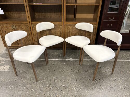RESTORATION HARDWARE Arno Brown Oak/Brass Natural Linen Side Chair (Set of 4)