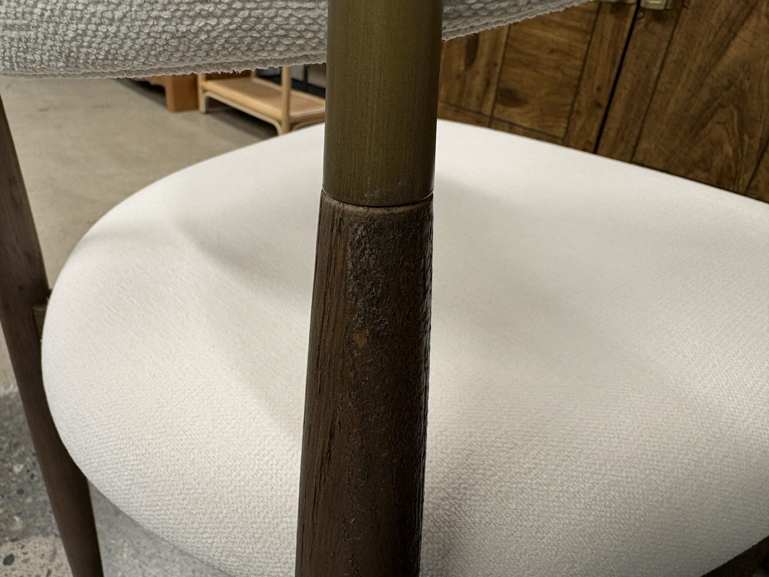 RESTORATION HARDWARE Arno Brown Oak/Brass Natural Linen Side Chair (Set of 4)