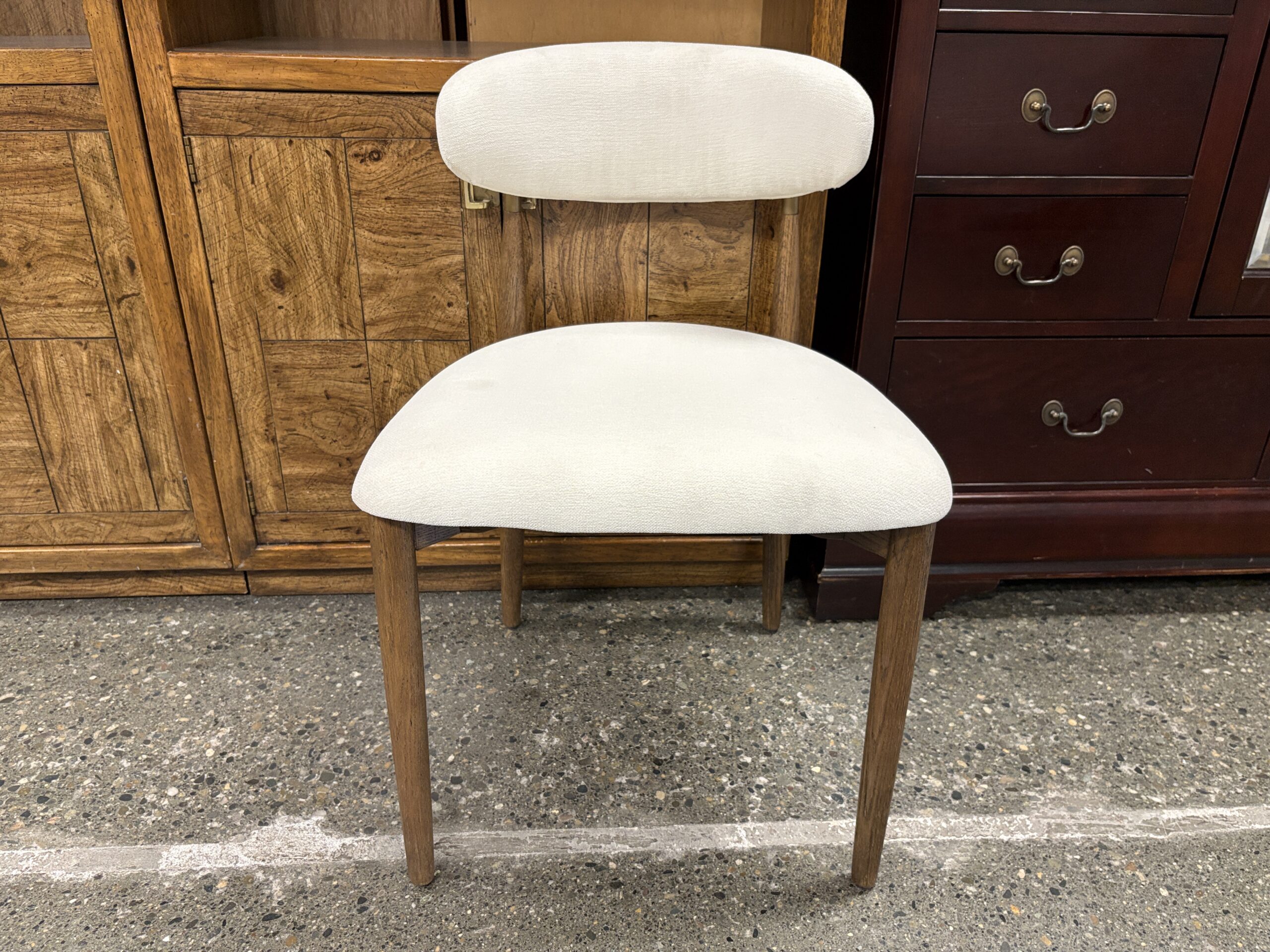 RESTORATION HARDWARE Arno Brown Oak/Brass Natural Linen Side Chair (Set of 4)
