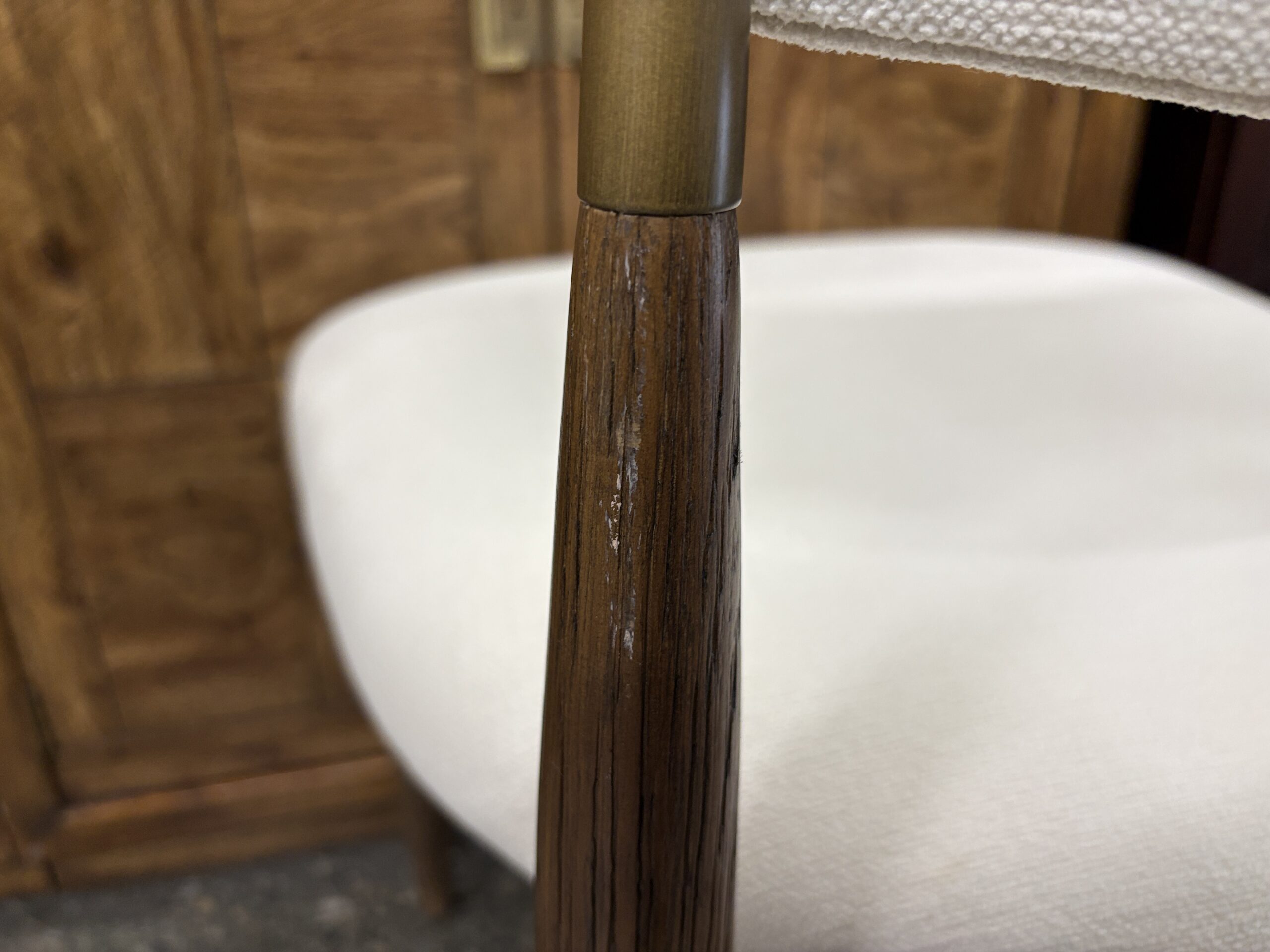 RESTORATION HARDWARE Arno Brown Oak/Brass Natural Linen Side Chair (Set of 4)