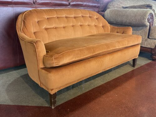 Vintage Velma Orange Button Tufted Loveseat