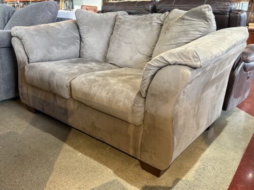 Plush Grey Loveseat w/ Attached Cushions
