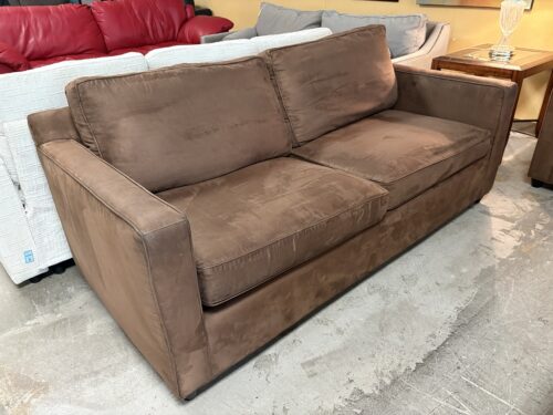 CRATE & BARREL Barrett Chocolate Fabric 2-Cushion Sofa