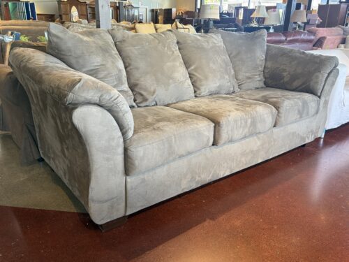 Plush Grey 3-Seater Sofa w/ Attached Cushions