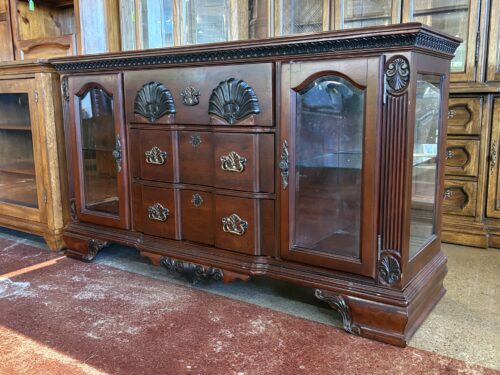 KATHY IRELAND HOME Dark Glossy Glass Door Sideboard