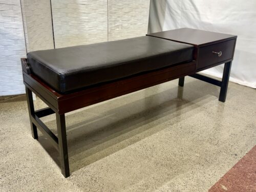 Metal Leg Espresso Bench w/ Drawer