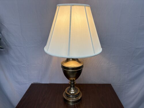 STIFFEL Vintage Brass Urn Table Lamp w/ White Pagoda Shade