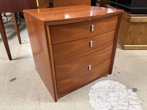 Warm Wood Contemporary Curved Front 3-Drawer Nightstand