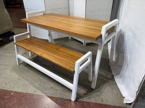 THE LAND OF NOD. Two Tone Teak Play Table and Bench
