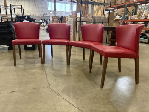 CRATE & BARREL Contemporary Red Leather Dining Room Chairs (Set of 4)