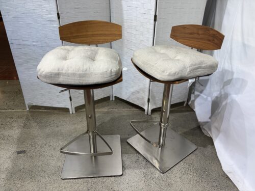 Lena Adjustable Bar Stool with Chrome Base (Set of 2)