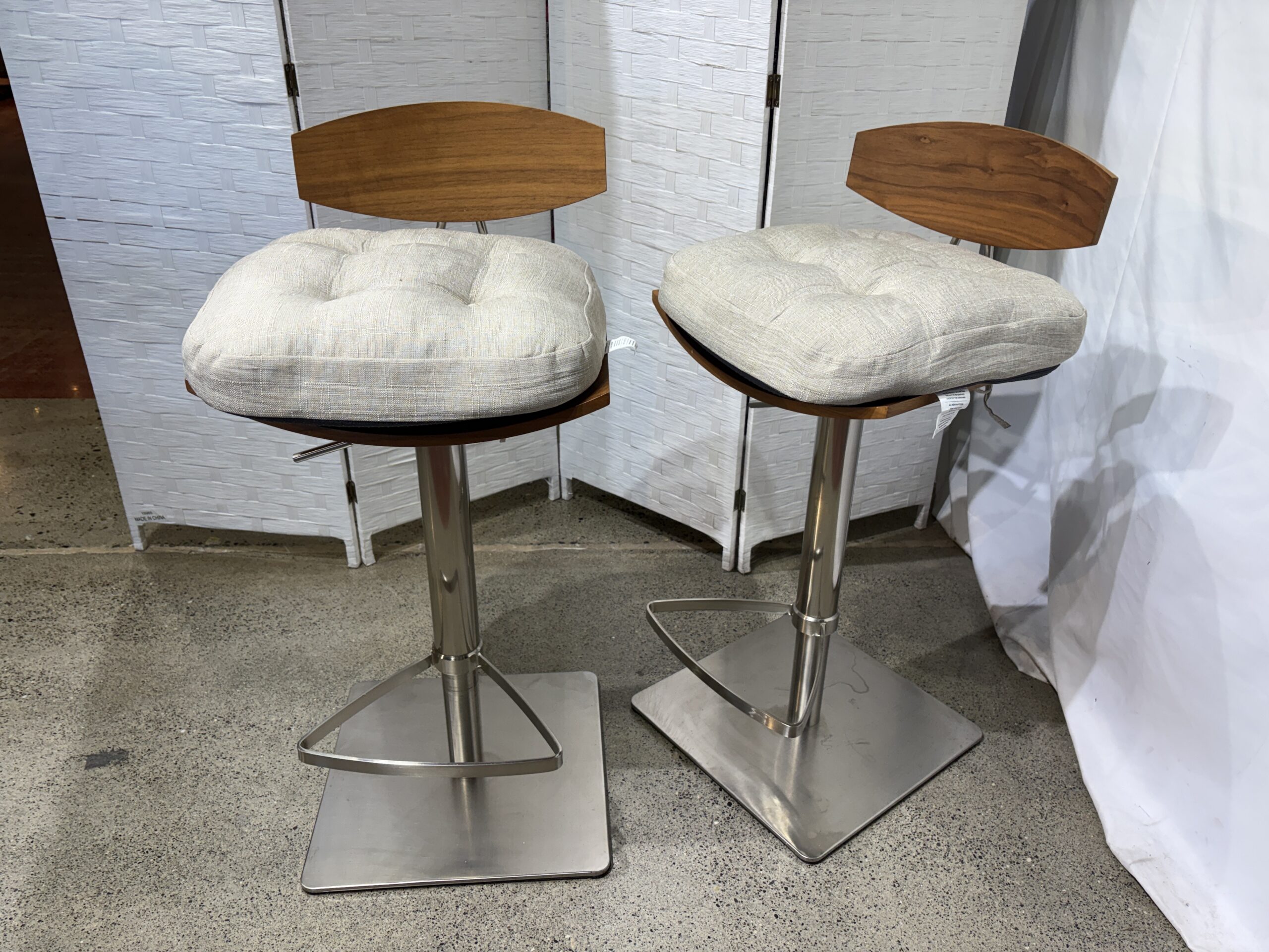Lena Adjustable Bar Stool with Chrome Base (Set of 2)