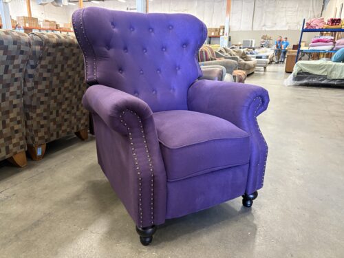 Modern Purple Push Back Recliner with Nailhead Trim