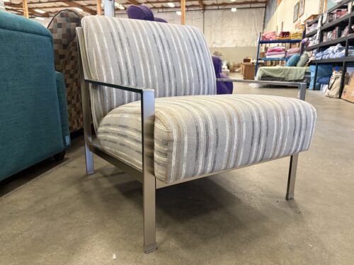 JONATHAN LOUIS Kiley Metal Accent Chair in Striped Upholstery