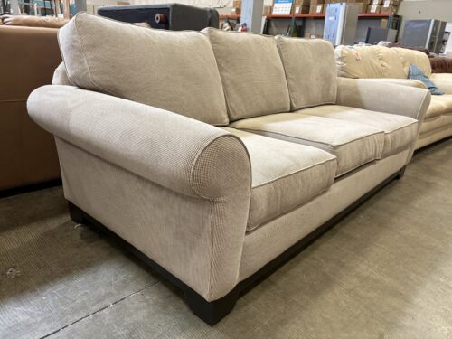 Contemporary Microgrid Pattern Upholstered 3 Seat Sofa