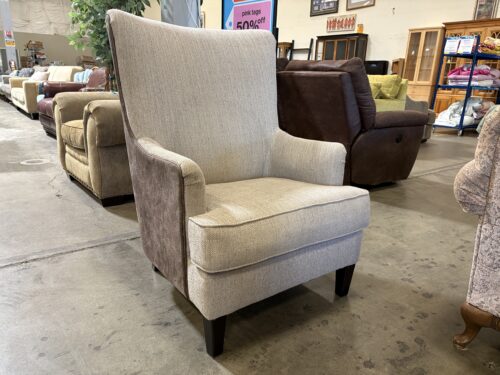 WAMEK Woven Beige Wingback Accent Chair