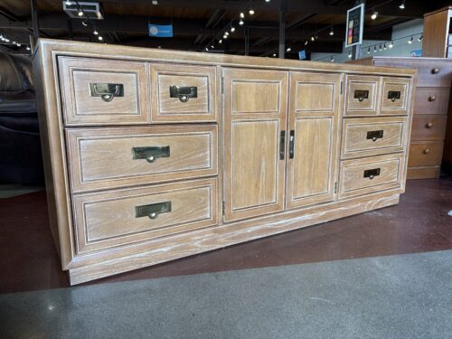 STANLEY Campaign Style Nine Drawer Dresser in Light Oak