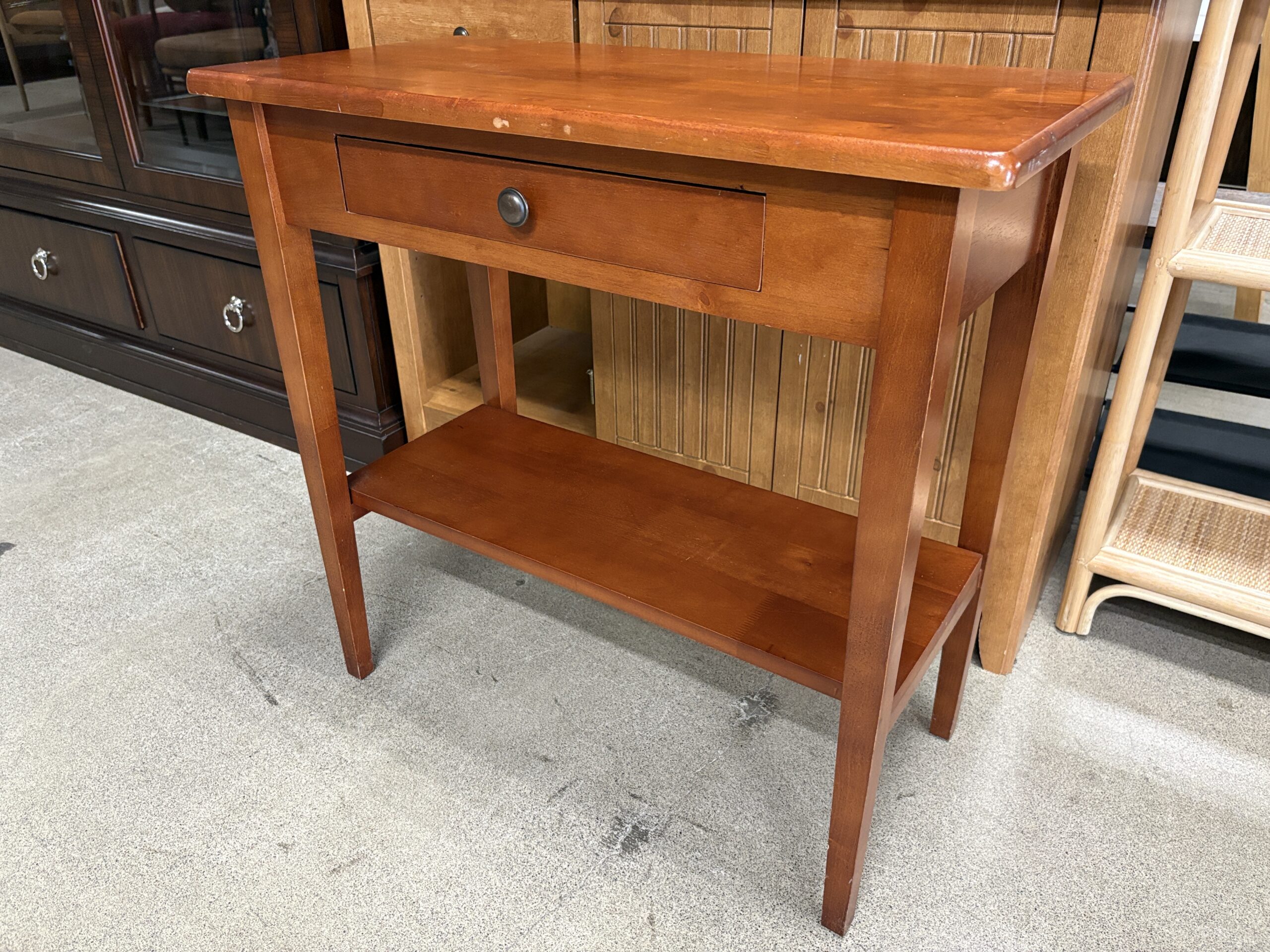 Light Wood Traditional Single Drawer Petite Console Table