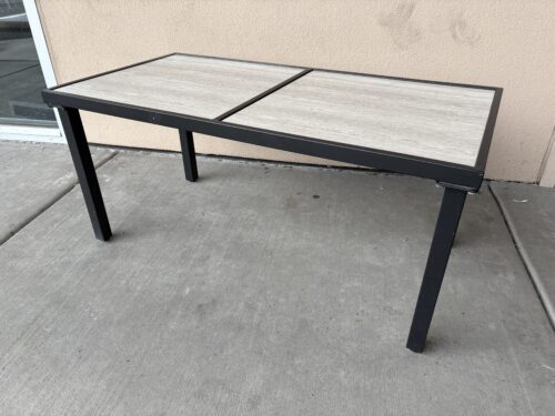 Outdoor Beige Marbled Tile Top Coffee Table