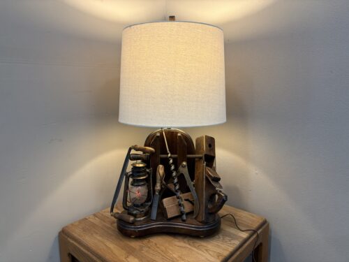 NIGHTWATCH LAMP CO. Vintage Unique Custom Crafted Table Lamp with Woodworking Tools