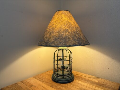 Vintage Birds in Cage Metal Table Lamp