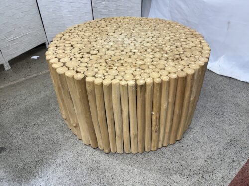 Round Natural Wood Branch Bundle Coffee Table