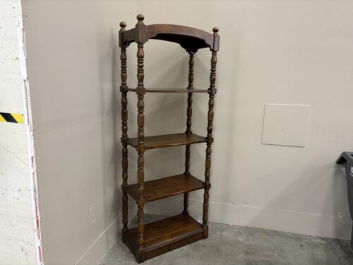 Vintage Walnut Provincial Style 5 Tier Bookcase