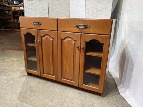 Sideboard in a Warm Wood Finish with Arched Glass Panels