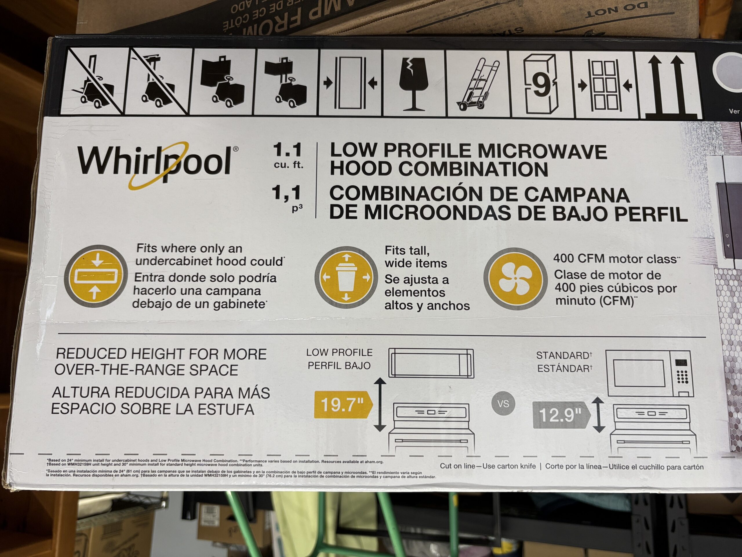 NEW! WHIRLPOOL 1.1 cu ft Low Profile Microwave Hood Combination