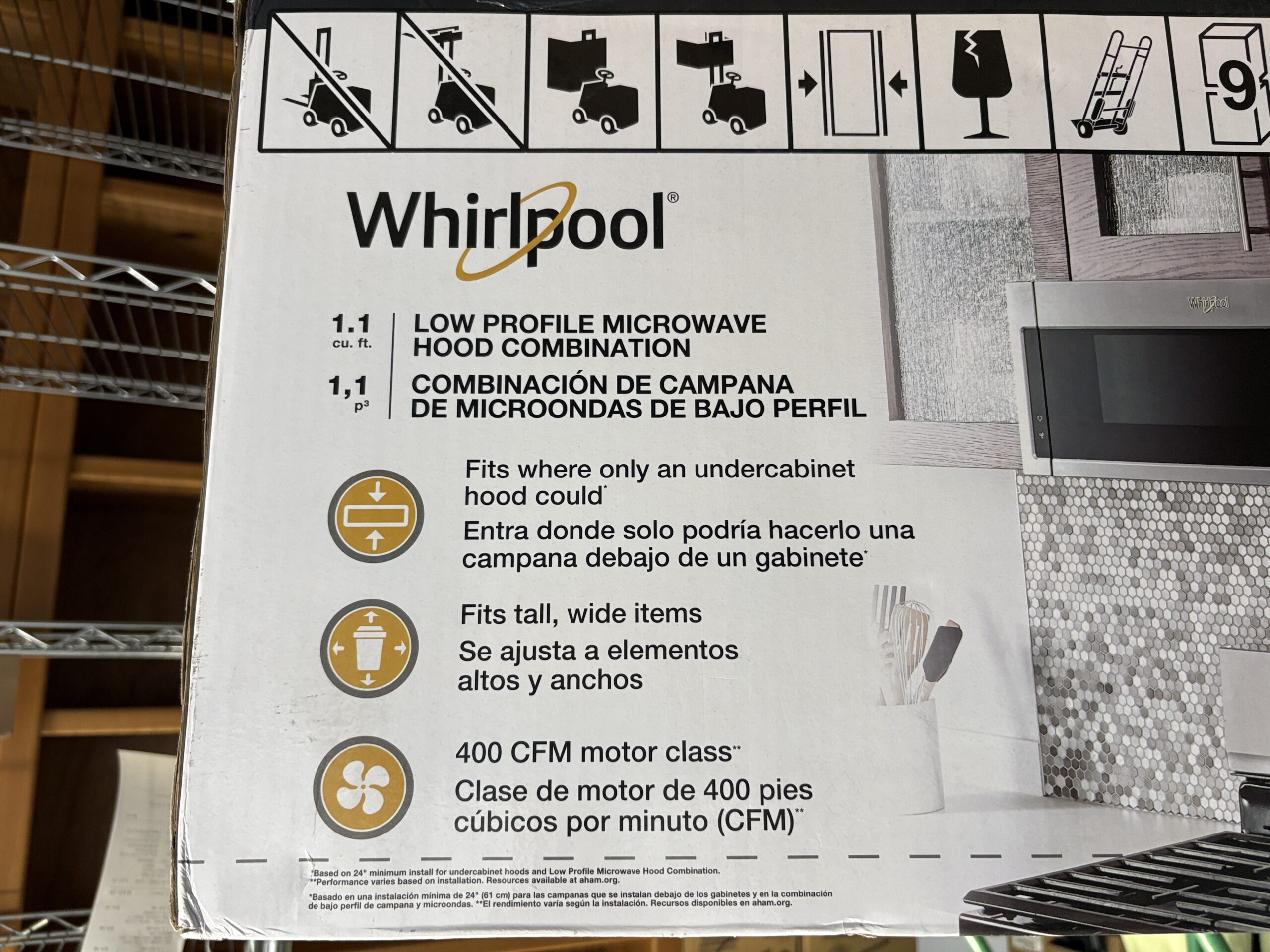 NEW! WHIRLPOOL 1.1 cu ft Low Profile Microwave Hood Combination