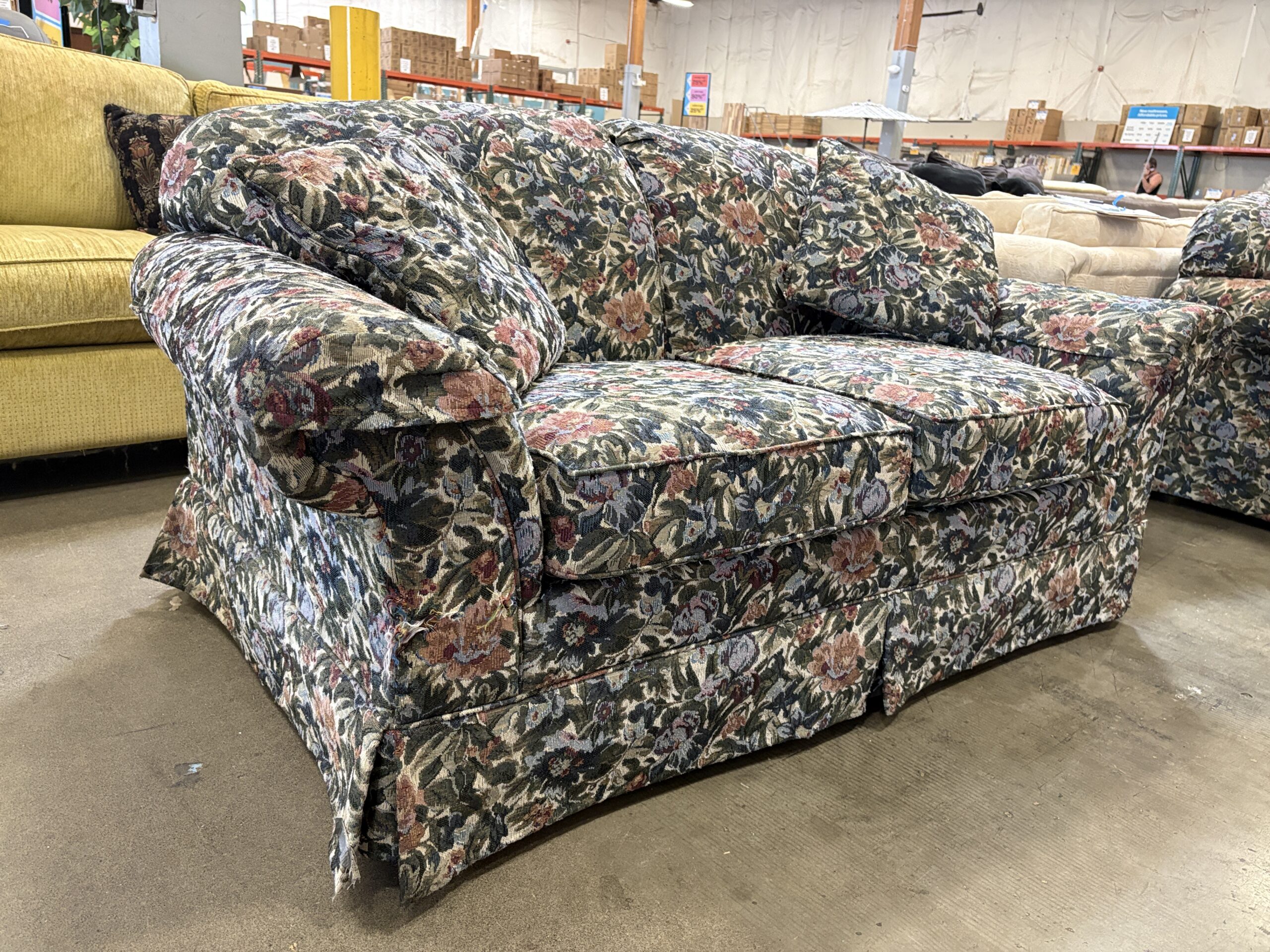 LA-Z-BOY Vintage Floral Tapestry Upholstered Loveseat