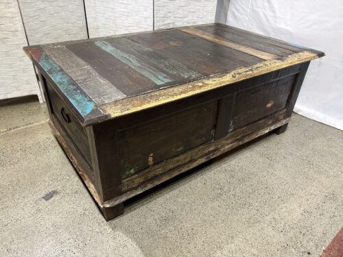 Multi-Colored Distressed Trunk Coffee Table made of Reclaimed Wood