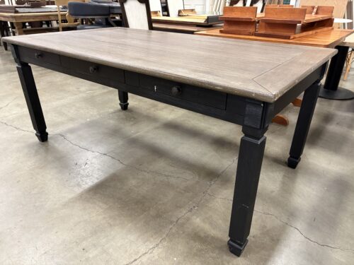 Vintage Grey Wash Farmhouse Style Table with 6 Felted Drawers