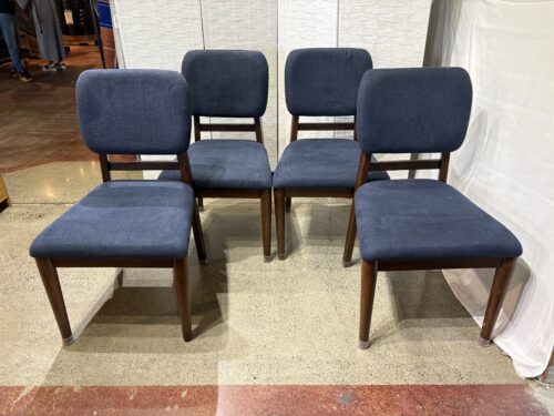 Isabel Navy Blue Dining Chairs with Walnut Legs (Set of 4)