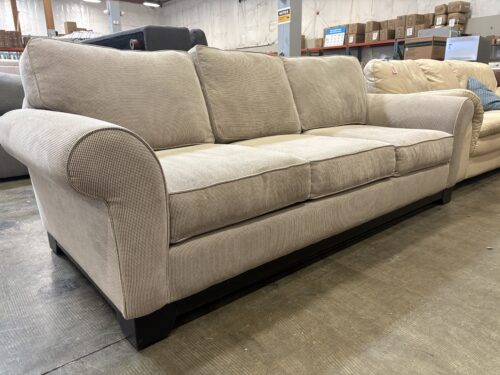 Contemporary Microgrid Pattern Upholstered 3 Seat Sofa
