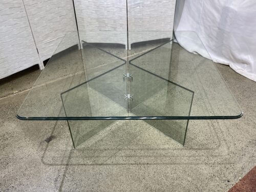 Square Glass on Glass Beveled-Edge Coffee Table