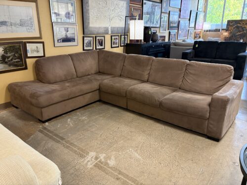 Dark Brown Fabric 2-Piece L-Shaped Sectional