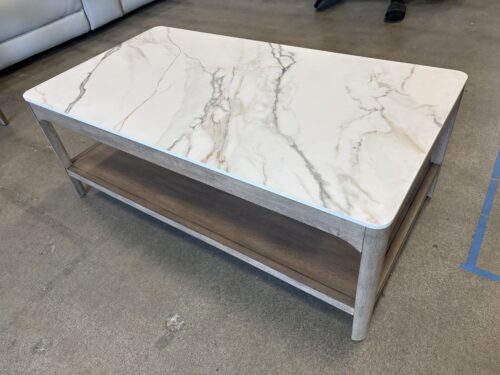 LOXLEY ROWE Mindi Marble Illusion Stone Top 2 Tier Coffee Table in Caraway