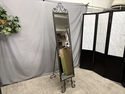Rustic Metal Scrollwork Standing Mirror