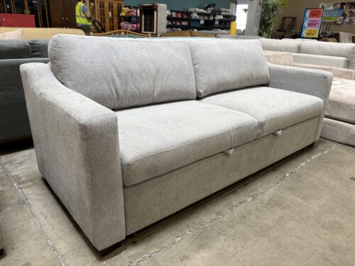 Light Grey Convertible Queen Size Sleeper Sofa with Pull-Out Trundle
