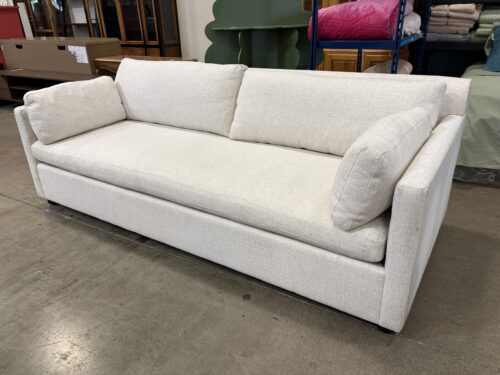 WEST ELM Marin Modern Alabaster Basket Weave Down Filled Single Cushion Sofa