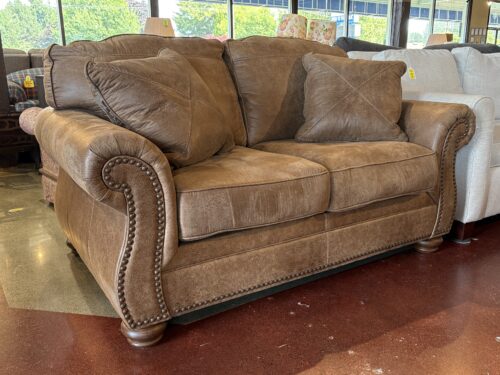 WANEK Stud Trim Loveseat w/ Reversible Pillows