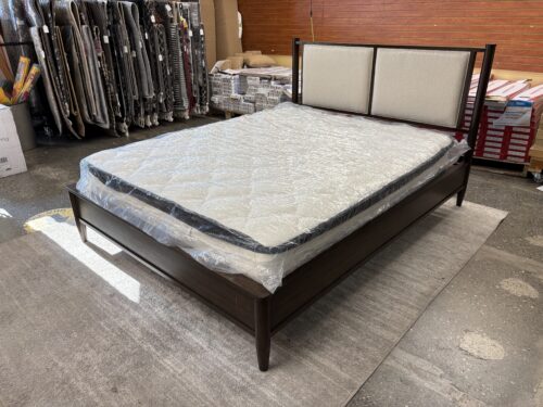 FOREMOST Millbrook Dark Wood MCM Style Queen Bed Frame