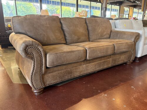 WANEK Brown Stud Trim 3-Seater Sofa